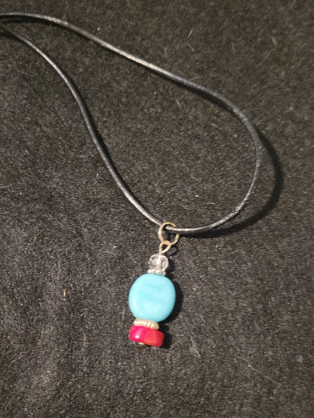 Source Unknown Turquoise and Pink Bead Pendant Necklace